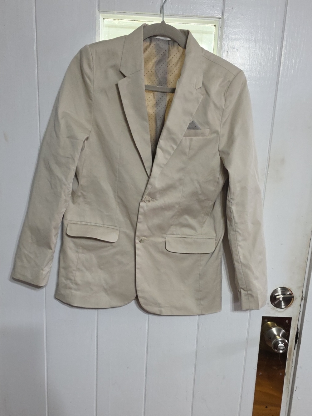Cat & Jack Boy's Cotton Blazer Light Tan Pockets Lined Church Sz 16 EUC